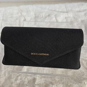 Women's Dolce & Gabbana Black Fabric with Gold Logo Eyeglasses Case